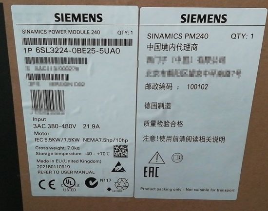 High Siemens Power Module Pm240 6SL3224-0be25-5ua0 for Auto